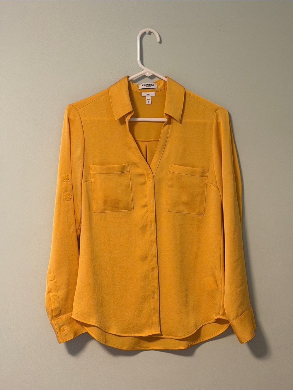 Express Mustard Yellow Button-Down Blouse